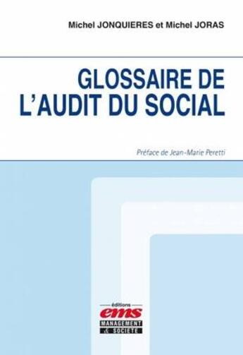 Couverture du livre « Glossaire de l'audit du social » de Michel Jonquieres et Michel Joras aux éditions Ems