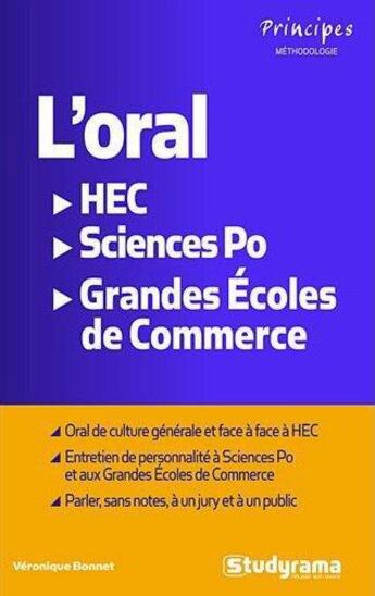 Couverture du livre « Oraux HEC-Sciences po » de Veronique Bonnet aux éditions Studyrama