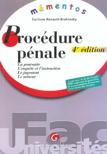 Couverture du livre « Procedure penale » de Renault-Brahinsky Co aux éditions Gualino