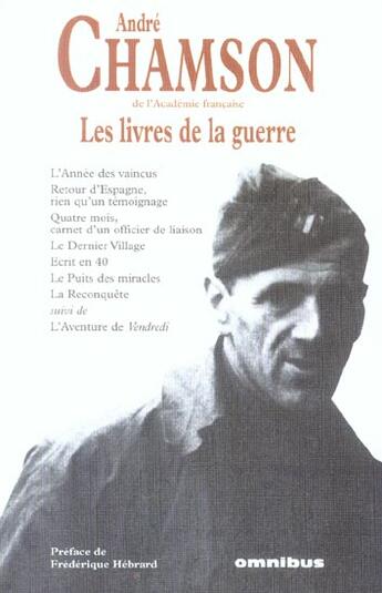 Couverture du livre « Les livres de la guerre » de Chamson/Hebrard aux éditions Omnibus