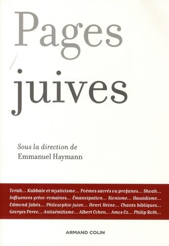 Couverture du livre « Pages juives » de Emmanuel Haymann aux éditions Armand Colin