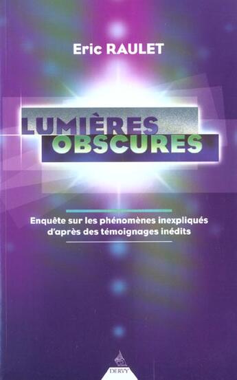 Couverture du livre « Lumieres obscures » de Raulet Eric aux éditions Dervy