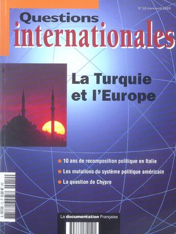 Couverture du livre « La Turquie et l'Europe » de  aux éditions Documentation Francaise