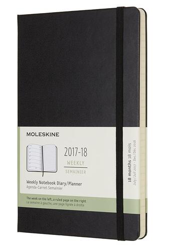 Couverture du livre « Agenda 18 mois semainier 17 -18 grand format noir rigide » de  aux éditions Moleskine