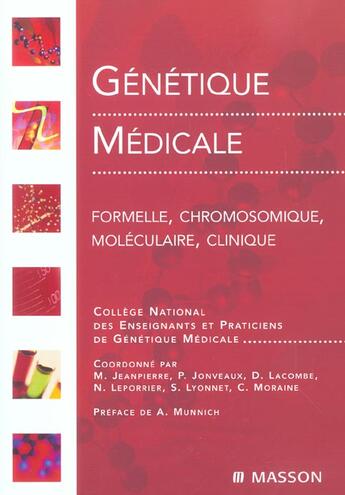 Couverture du livre « Genetique medicale. formelle, chromosomique, moleculaire, medicale » de  aux éditions Elsevier-masson