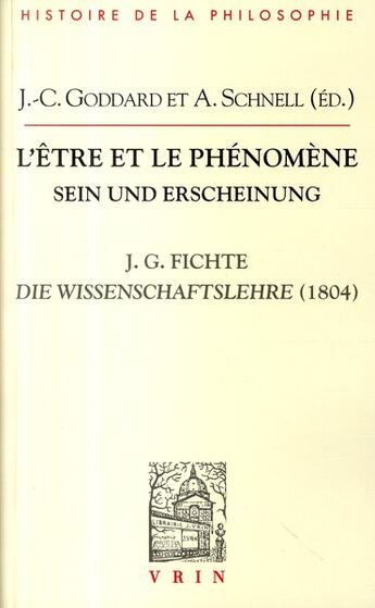 Couverture du livre « L'être et le phénomène » de  aux éditions Vrin