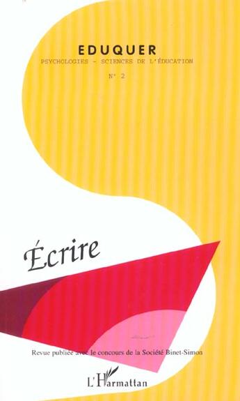 Couverture du livre « Ecrire - vol02 » de  aux éditions L'harmattan