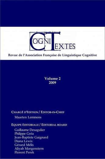 Couverture du livre « Cognitextes T.2 » de Revue Cognitextes aux éditions Assoc° Francaise Linguistique Cognitive