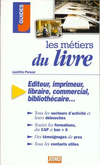 Couverture du livre « Les metiers du livre » de Laetitia Person aux éditions Studyrama