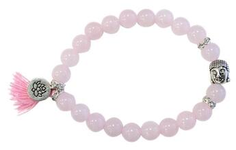 Couverture du livre « Bracelet quartz rose perles rondes 8 mm pompon et lotus » de  aux éditions Dg-exodif