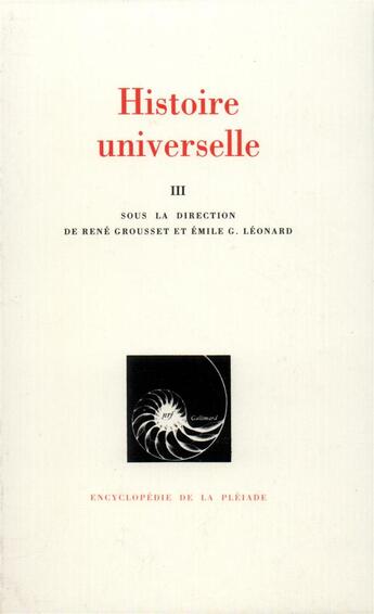 Couverture du livre « Histoire universelle t.3 » de  aux éditions Gallimard