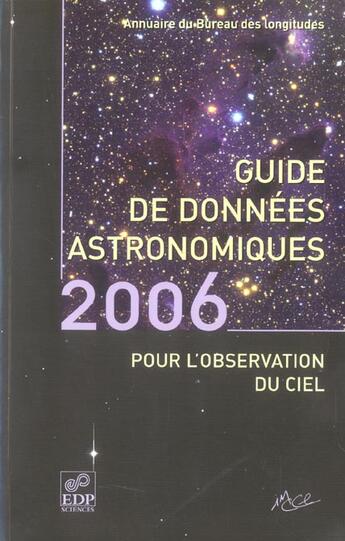 Couverture du livre « Guide de données astronomiques (édition 2006) » de Imcce aux éditions Edp Sciences