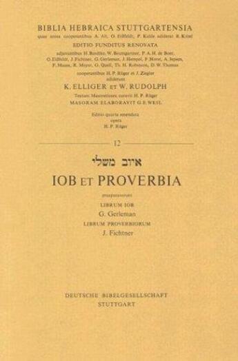 Couverture du livre « Job, proverbes - biblia hebraica stuttgartensia » de  aux éditions Bibli'o