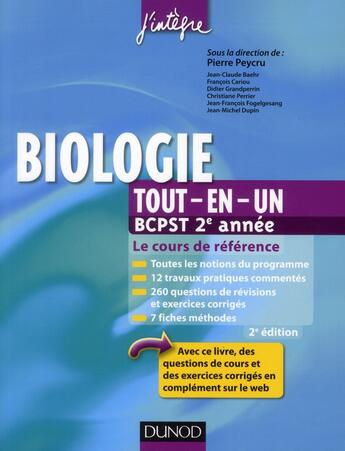 Couverture du livre « Biologie ; BCPST 2e année ; tout-en-un (2e édition) » de Pierre Peycru aux éditions Dunod