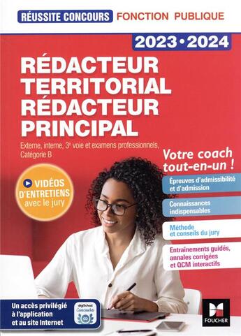 Couverture du livre « Réussite concours : rédacteur territorial/ rédacteur principal ; préparation complète (édition 2023/2024) » de Bruno Rapatout et Brigitte Le Page aux éditions Foucher