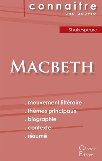 Couverture du livre « Macbeth, de Shakespeare » de  aux éditions Editions Du Cenacle