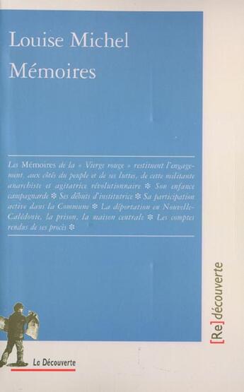 Couverture du livre « Mémoires » de Louise Michel aux éditions La Decouverte