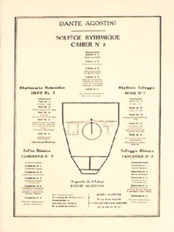 Couverture du livre « Solfège rythmique t.2 » de Dante Agostini aux éditions Carisch Musicom