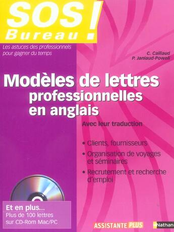 Couverture du livre « Modeles de lettres pro anglais sos bureau + cd rom 2004 (édition 2004) » de Caillaud aux éditions Nathan