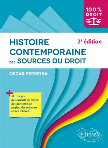 Couverture du livre « Histoire contemporaine des sources du droit (2e édition) » de Oscar Ferreira aux éditions Ellipses