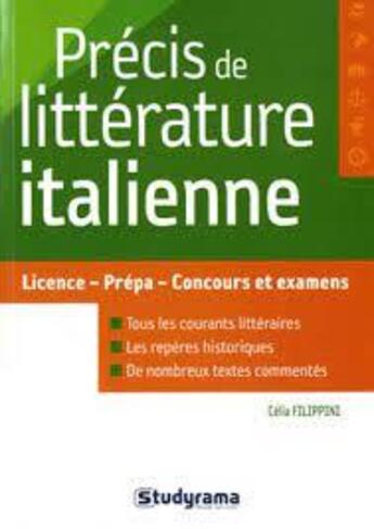 Couverture du livre « Précis de littérature italienne » de Celia Filippini aux éditions Studyrama