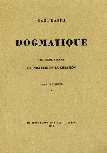 Couverture du livre « Dogmatique barth t.13 » de  aux éditions Labor Et Fides