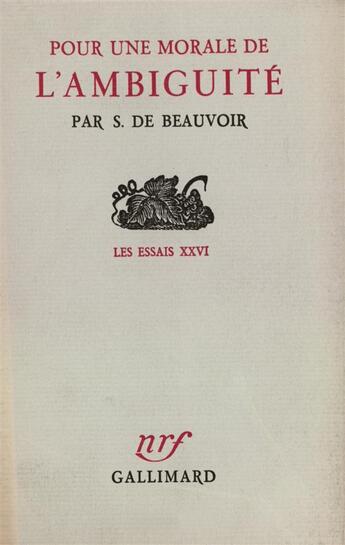 Couverture du livre « Pour une morale de l'ambiguite » de Simone De Beauvoir aux éditions Gallimard