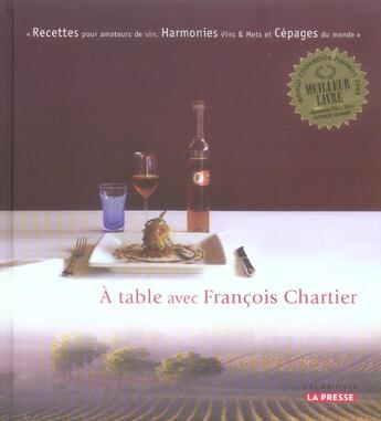 Couverture du livre « A table avec francois chartier » de Francois Chartier aux éditions La Presse