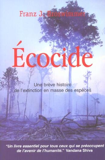 Couverture du livre « Ecocide » de Broswimmer Fj aux éditions Parangon