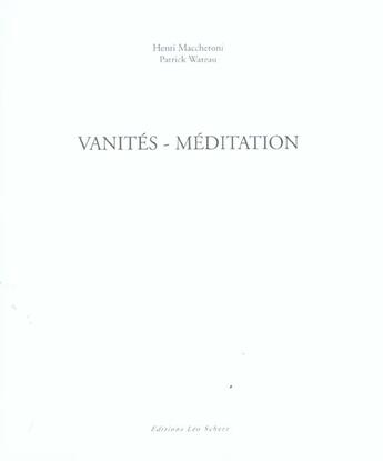 Couverture du livre « Vanites - meditation » de Patrick Wateau aux éditions Leo Scheer