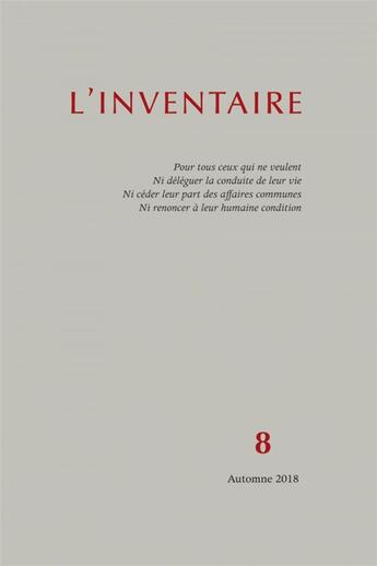 Couverture du livre « Inventaire n 8 » de  aux éditions La Lenteur