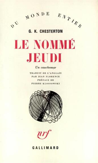 Couverture du livre « Le nomme jeudi - un cauchemar » de Chesterton G K. aux éditions Gallimard