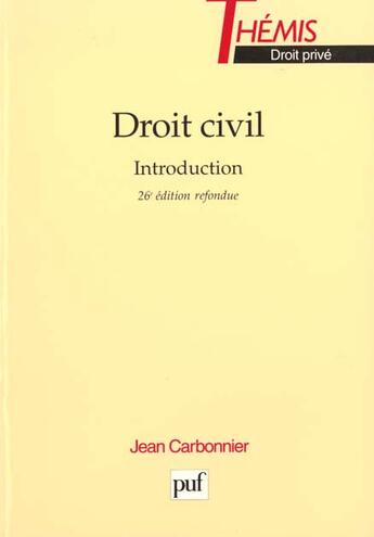 Couverture du livre « Droit civil - introduction » de Jean Carbonnier aux éditions Puf