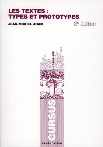 Couverture du livre « Les textes : types et prototypes ; récit, description, argumentation, explication et dialogue » de Jean-Michel Adam aux éditions Armand Colin