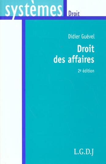 Couverture du livre « Droit des affaires » de Didier Guevel aux éditions Lgdj