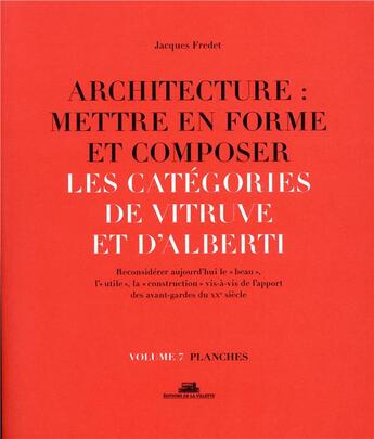 Couverture du livre « Architecture : mettre en forme et composer t.7 ; catégories de Vitruve et d'Alberti » de Jacques Fredet aux éditions La Villette