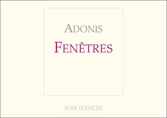 Couverture du livre « Fenêtres » de Adonis aux éditions Voix D'encre