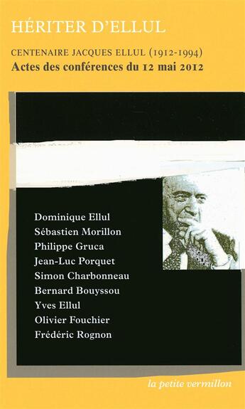 Couverture du livre « Hériter d'Ellul » de  aux éditions Table Ronde