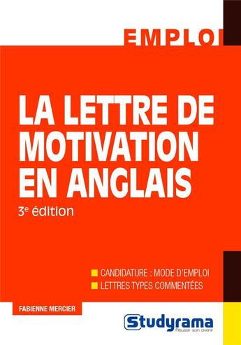 Couverture du livre « La lettre de motivation en anglais (3e édition) » de Fabienne Mercier aux éditions Studyrama