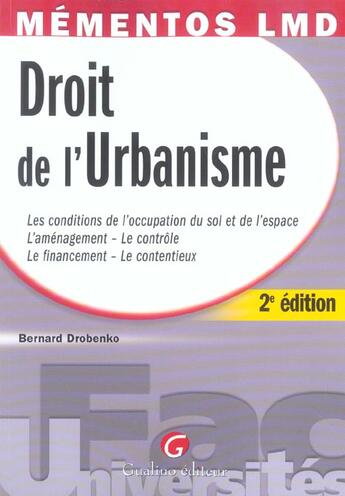 Couverture du livre « Droit de l'urbanisme (2e édition) » de Bernard Drobenko aux éditions Gualino