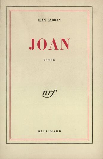 Couverture du livre « Joan » de Sabran J aux éditions Gallimard