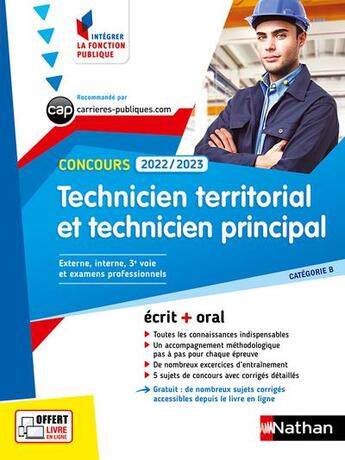 Couverture du livre « Concours technicien territorial et technicien principal (édition 2022/2023) » de  aux éditions Nathan