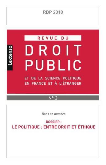 Couverture du livre « Revue de droit public n 2 2018 » de  aux éditions Lgdj