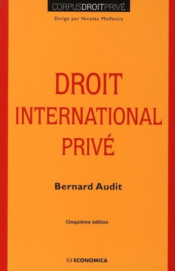 Couverture du livre « Droit international privé (5e édition) » de Bernard Audit aux éditions Economica