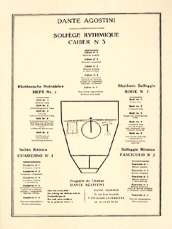 Couverture du livre « Solfège rythmique t.3 » de Dante Agostini aux éditions Carisch Musicom