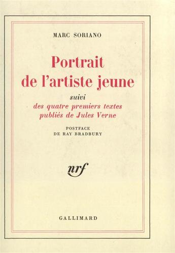 Couverture du livre « Portrait de l'artiste jeune » de Marc Soriano aux éditions Gallimard