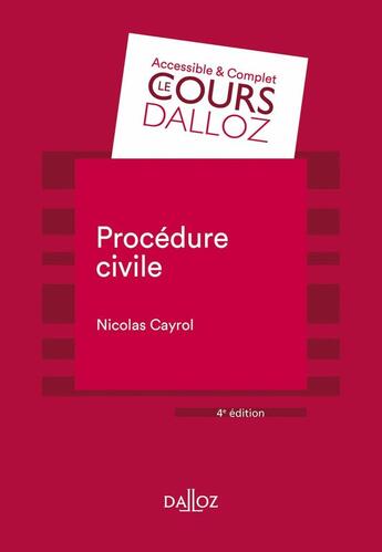 Couverture du livre « Procédure civile (4e édition) » de Cayrol/Nicolas aux éditions Dalloz