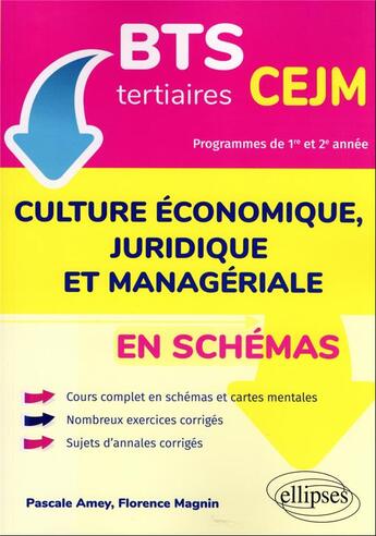 Couverture du livre « Bts tertiaires - cejm en schemas - culture economique, juridique et manageriale » de Amey/Magnin aux éditions Ellipses