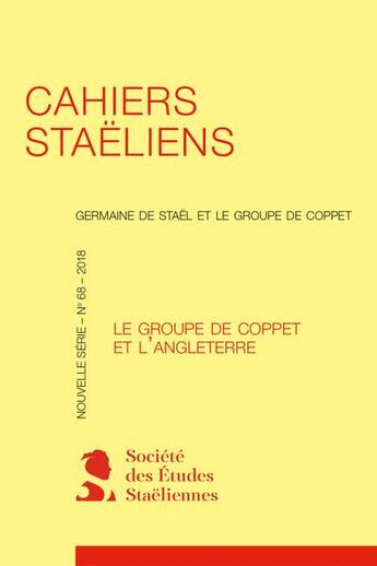 Couverture du livre « Cahiers staeliens 2018, n 68 - varia » de  aux éditions Classiques Garnier