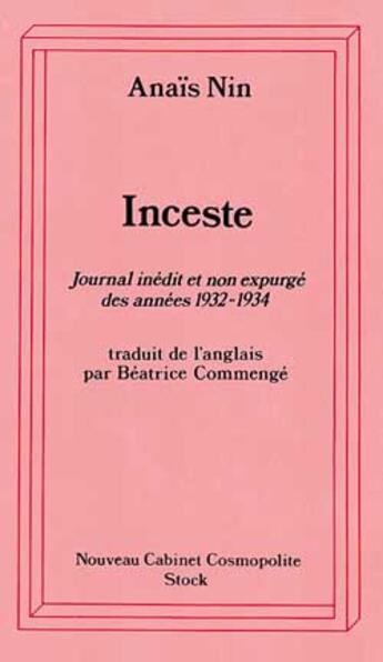 Couverture du livre « Inceste » de Nin-A aux éditions Stock